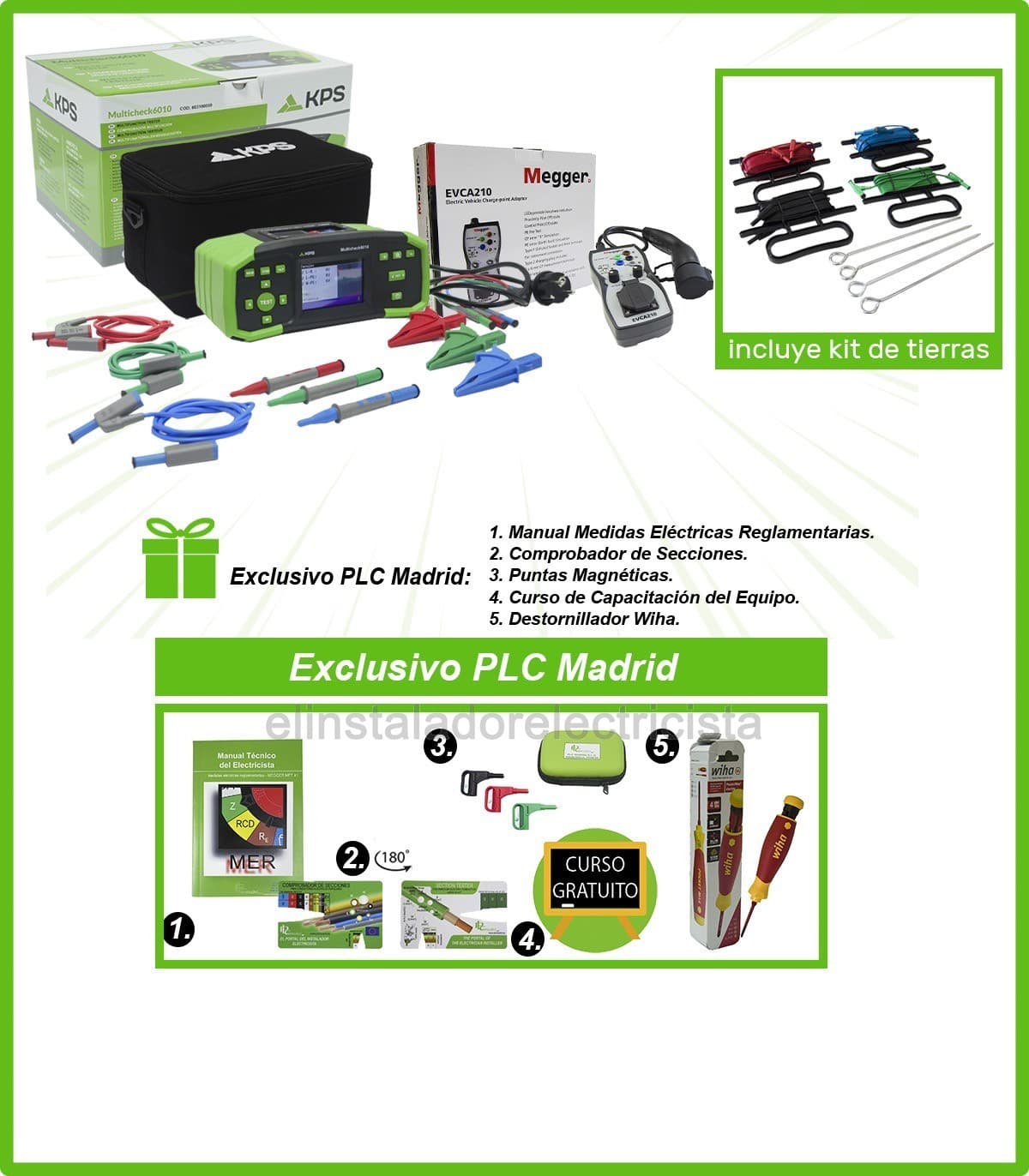 Equipo multifunción Multicheck6010 de KPS y Comprobador EVCA210 de Megger